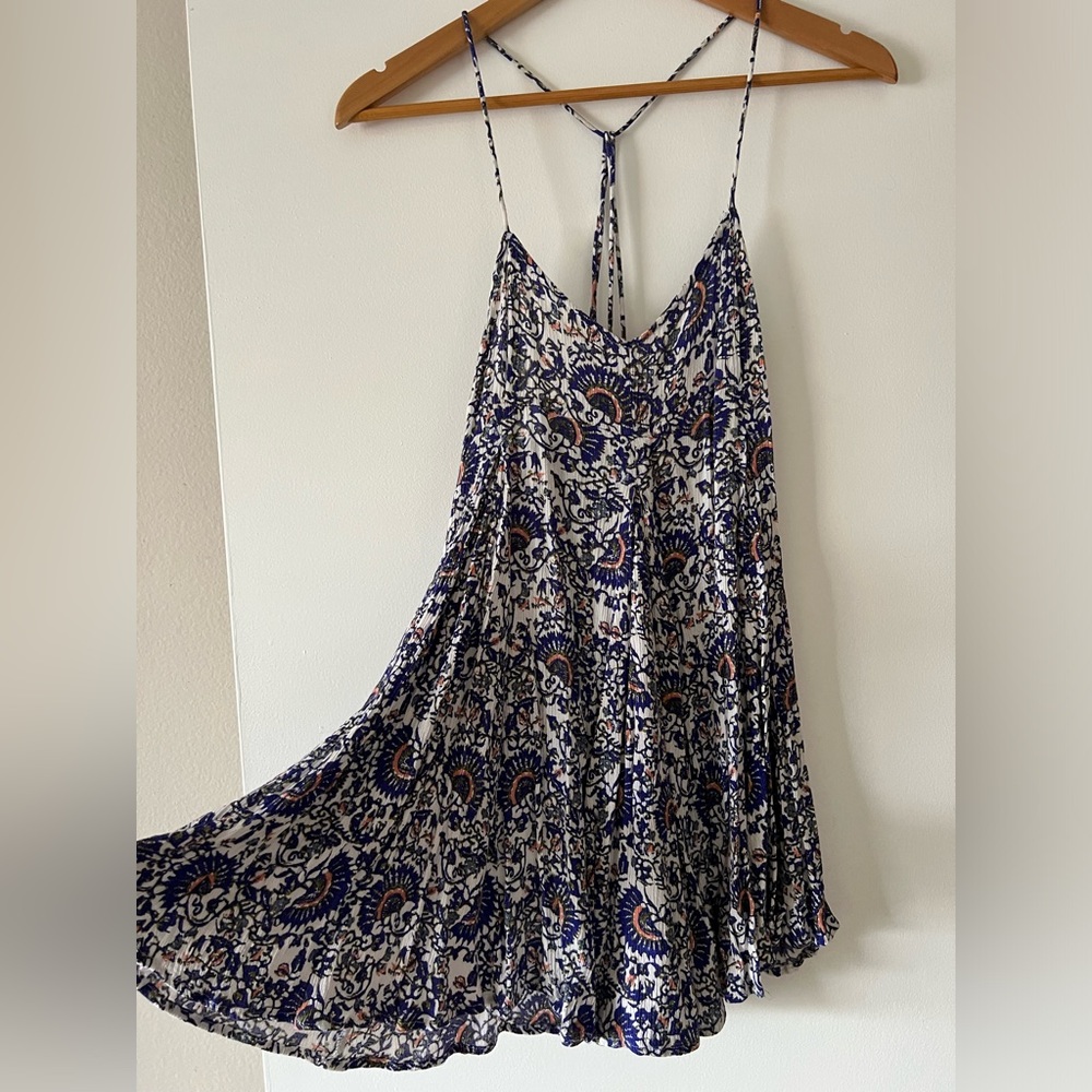 LAST CHANCE En Crème Mini Dress | Purple Floral Paisley | Beachy Summer Dress